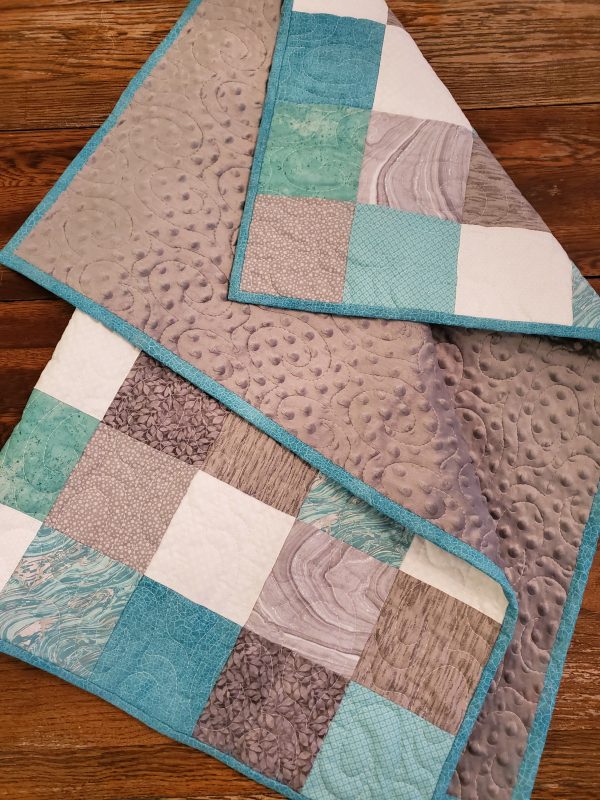 Teal & Gray Gender Neutral Quilt Minky Backing Teal & Gray Cotton/Poly ...